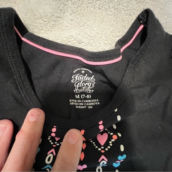 Faded Glory black cotton top with polyester patterned bottom size is M 7/8 - Picture 3 of 5